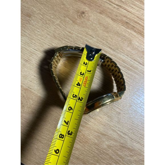 Seiko SQ Watch Men 35mm Gold Tone Dial Day Date 7.25" Vintage - Picture 6 of 9